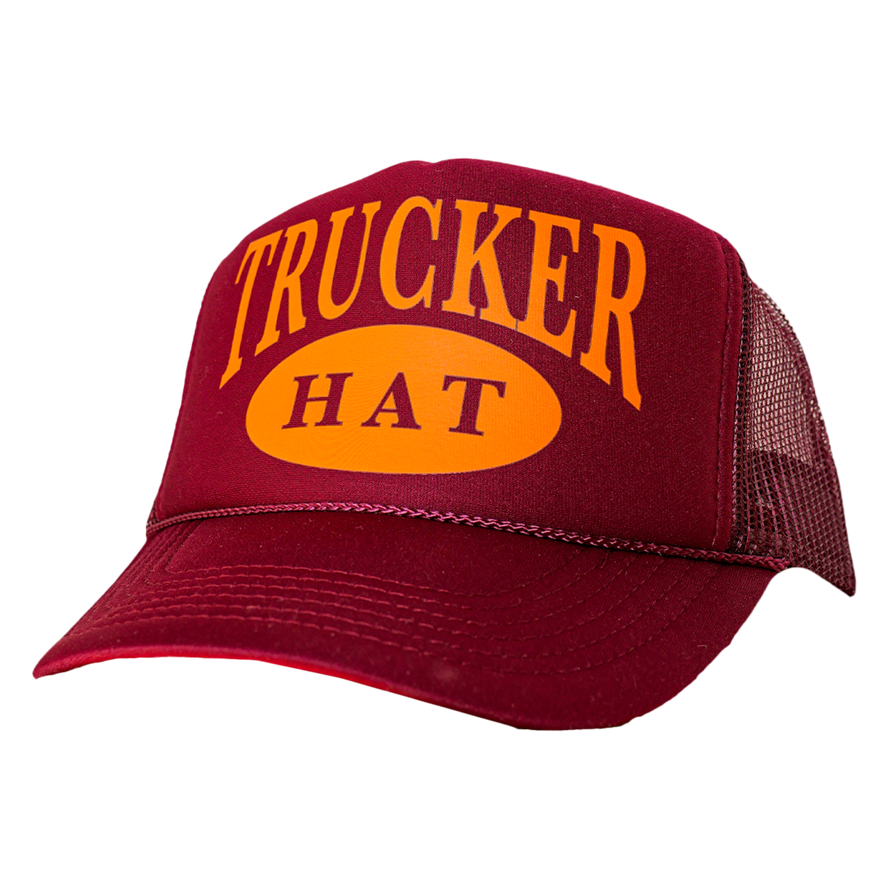 Not A Cowboy Hat (Burgundy-Orange) Trucker Hat Side View